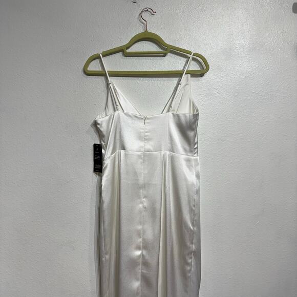 Aidan by Aidan Mattox Ivory V-Neck Draped Column Maxi Gown Sz 10 NWT - Picture 9 of 15